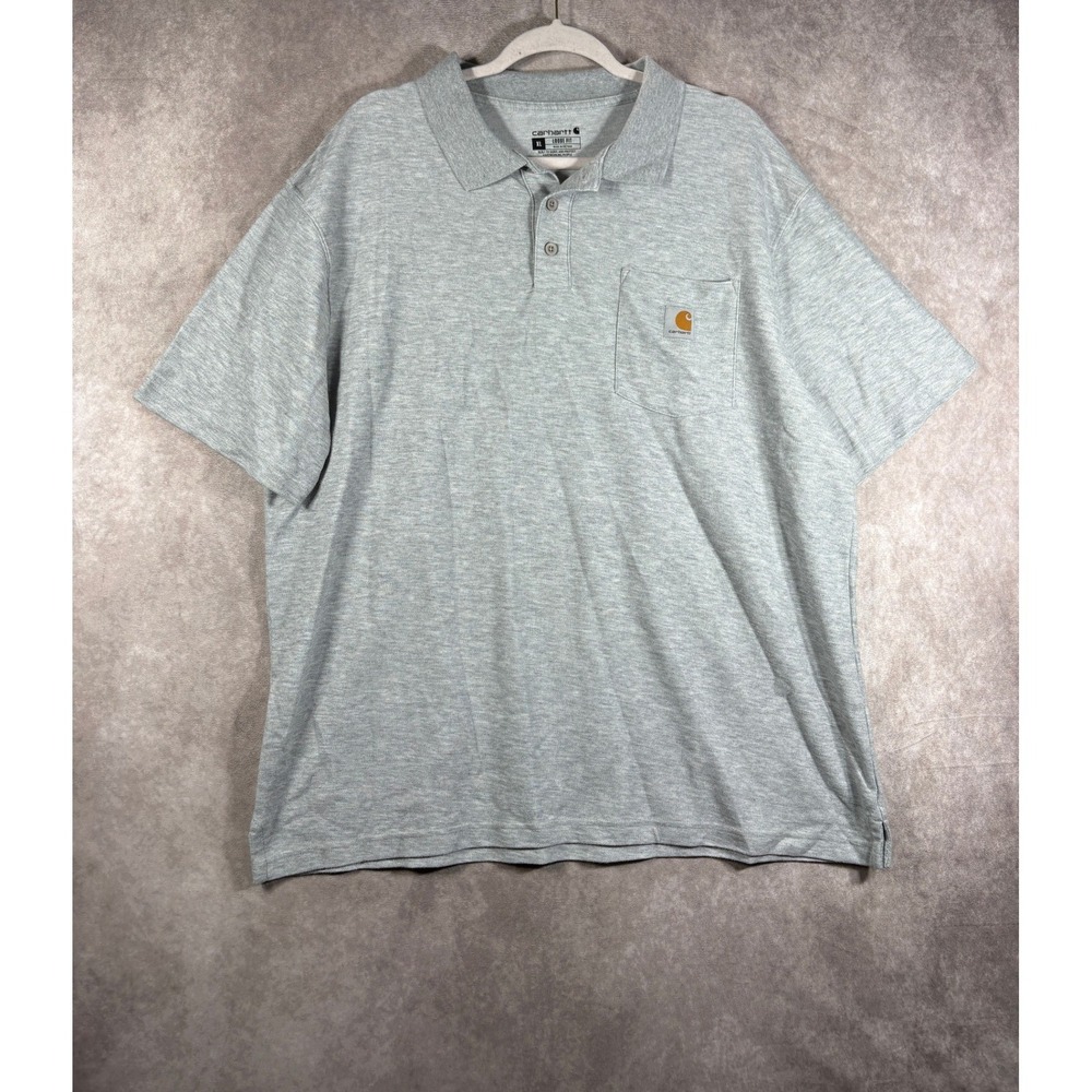 Carhartt Polo Shirt Mens XL Gray K570 HGY Loose Fit Short Sleeve Pocket Workwear